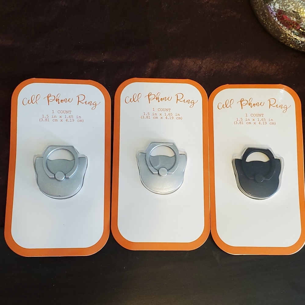 Three cell phone rings, silvertone and black